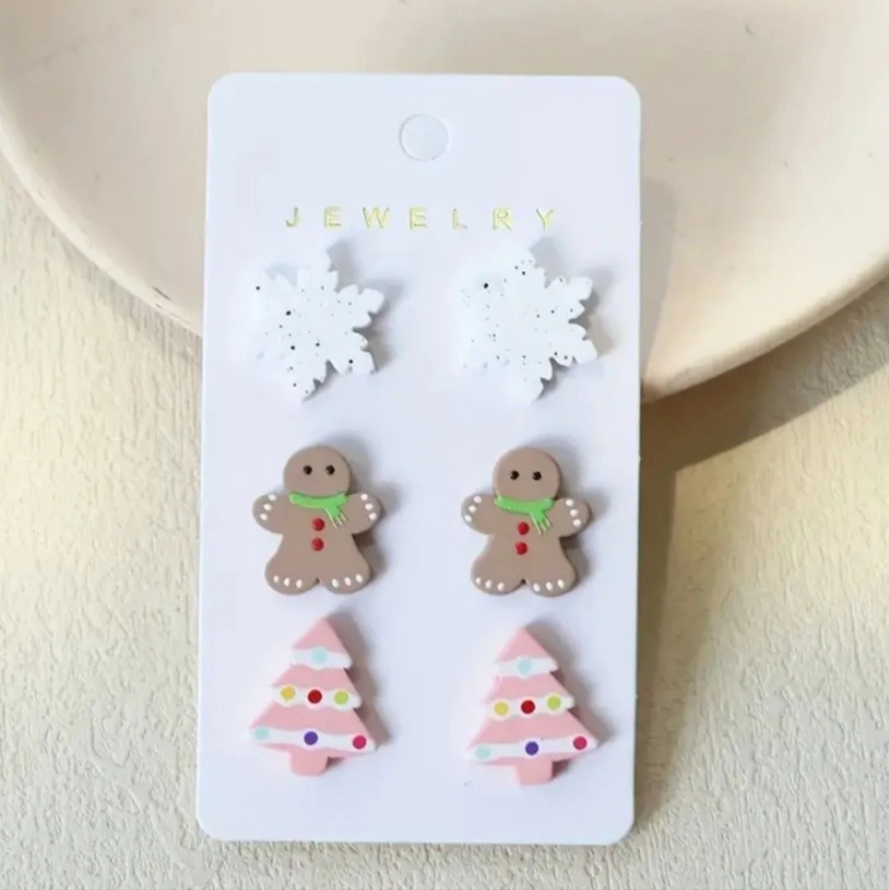 3 Pair Christmas Earrings